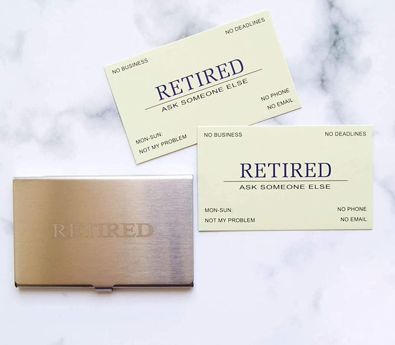 RXBC2011 بطاقات عمل متقاعدين RXBC2011 (عبوة من 50، أخضر فاتح، علبة فضية) هدية تقاعد مضحكة للرجال، النساء، الزملاء، الموظفين، المدير، الأصدقاء، الزملاء - Image 4